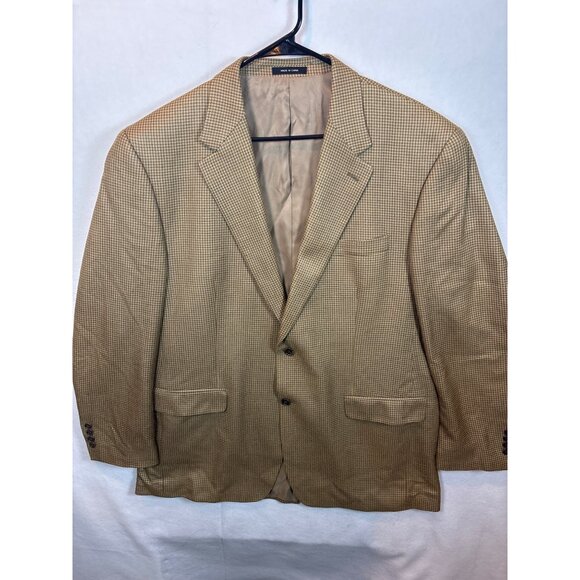 Lauren Ralph Lauren Mens Houndstooth Sport Coat Jacket Tan Size 42R 100 % silk - Picture 2 of 16